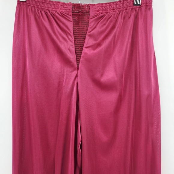 VTG Women's Burgundy Lace Trim Short Sleeve Button Down Pajama‎ Set Classy Sexy - Picture 8 of 8